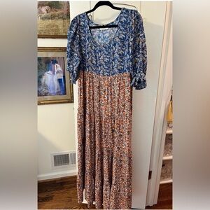 NWT NATURAL LIFE Collette Tiered Maxi Dress boho womens L